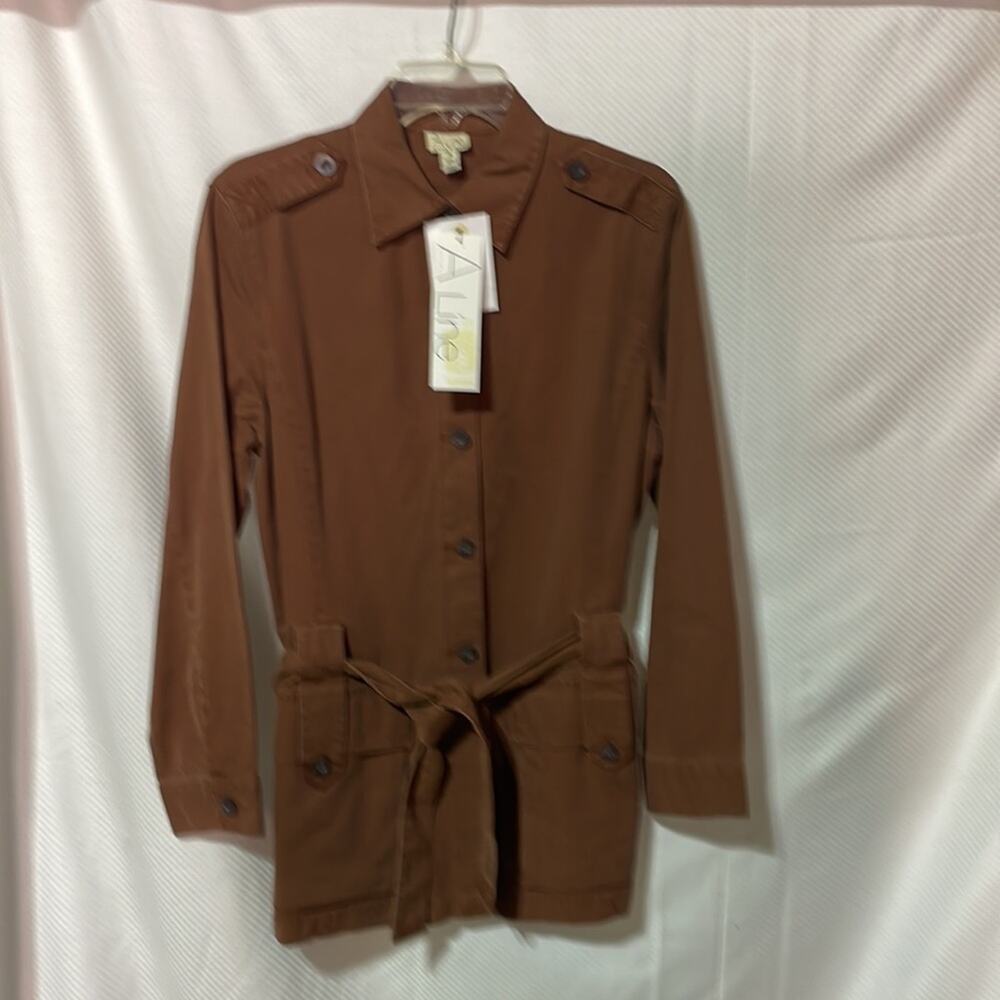 A Line Anne Klein 8 brandy colored safari jacket w/belt nwt unlined pockets